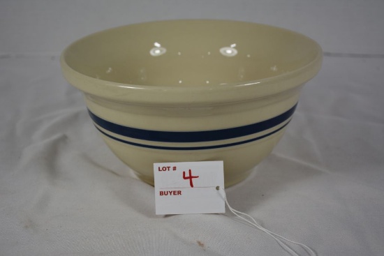 Roseville FP, USA Pottery Friendship Blue Strip Pattern Bowl; 8"x4"