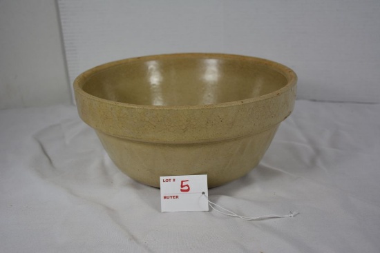 Large Unmarked Crock Bowl w/Rim; 10"x5"