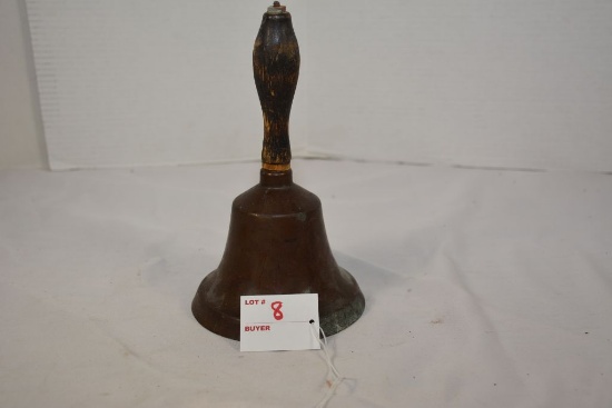 Vintage Brass School Bell w/Clapper; 8" Tall