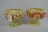 Pair of Roseville Donatello Pattern Footed 6