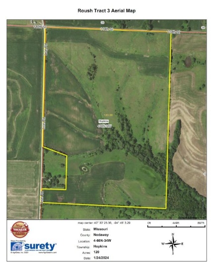 This farm features 120 acres +/- of gently rolling farmland with 99.32 acres in cropland according t