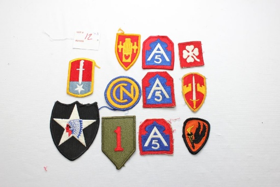 US Army Division Cloth Patches; 11 Patches Total