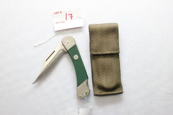 Puma 465 Single Locking Blade Stainless Folding Knife w/Nylon Belt Pouch; Made in Germany; SN 16281;