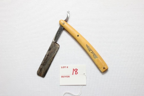 Vintage Velvet Wedge No. 23 Straight Razor; Marked Perfecto Products Co., Moravia, IA, Made in Germa