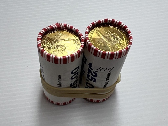 $25 Roll of Mint Sealed Presidential Dollars - James Monroe; x's the Bid