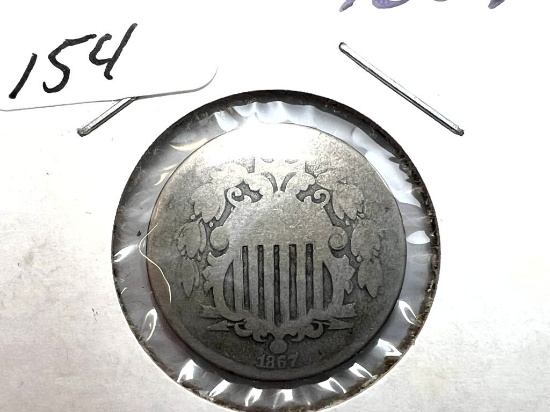 1867 Shield Nickel Without Rays - Fair