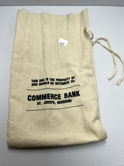 Commerce Bank of St. Joseph,  Missouri Canvas Bank Bag Small Size