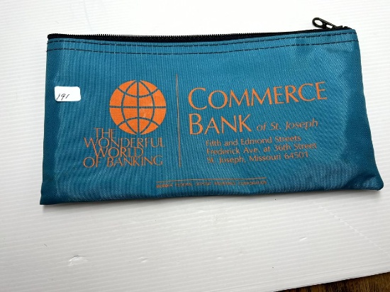 Commerce Bank of St. Joseph Zipper Pouch Bank Bag