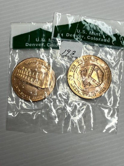 Two US Department of the Treasury Denver Mint Copper Medal