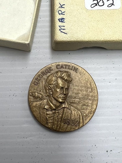 1872-1972 George Catlin The Yellowstone Bear Bronze Medal - High Relief by Medallic Art Co., NY