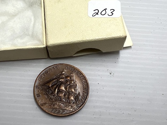 US Frigate Constellation Copper High Relief Medal by Medallic Art Co., NY