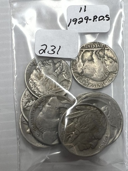 11=1929P, D &S Buffalo Nickel - Average Circulated Condition