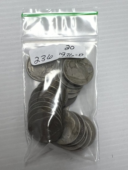 20-1936D Buffalo Nickel - Average Circulated Condition