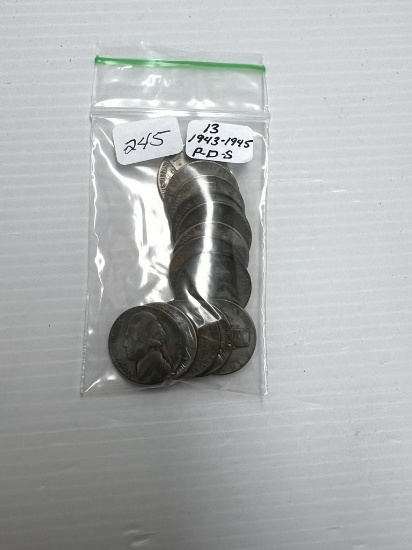 13 - 1943-1945 Silver Jefferson Nickel 40% Silver - VF+