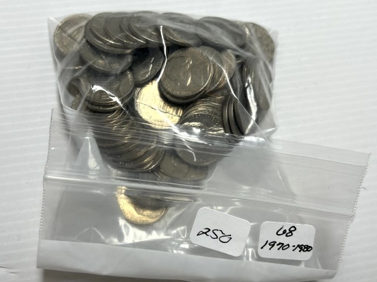 68 - 1970's & 1980's Jefferson Nickels-Average Circulated Condition