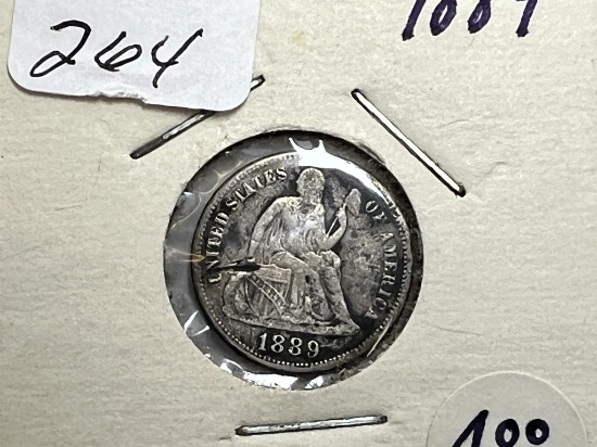 1889 Seated Liberty Dime - VG