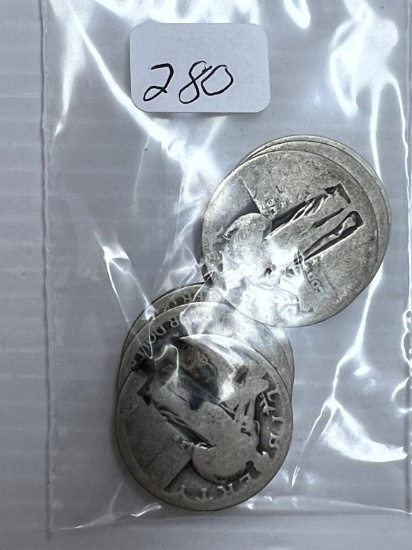 6- No Date Standing Liberty  quarter Dollars