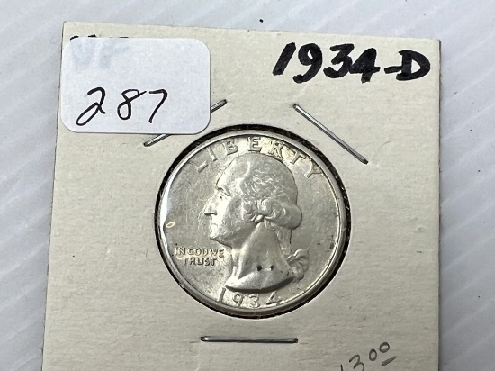 1934D Washington Quarter Dollar - VF