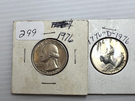 1976 and 1976D Washington Bicentennial Quarter Dollars -BU