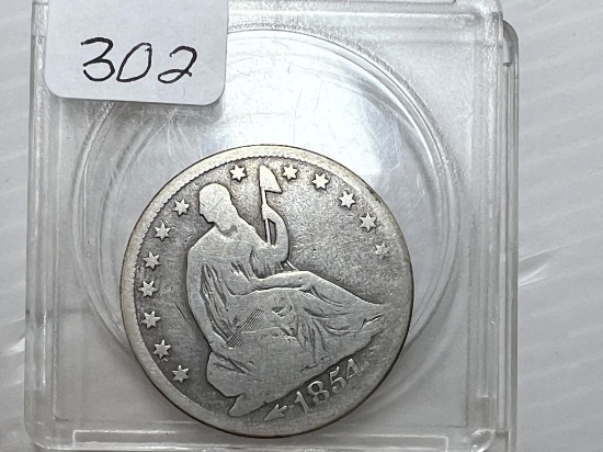 1854 Seated Liberty Half Dollar , With Arrows - G