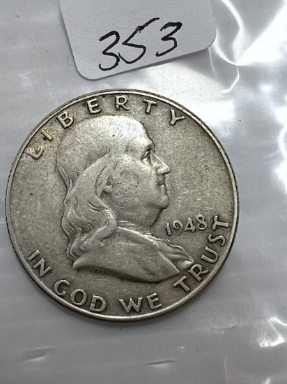 1948D Franklin Silver Half Dollar - VG