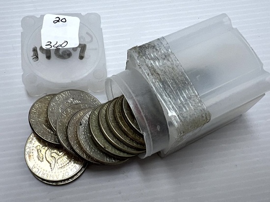 1967 Kennedy Half Dollars Tube of 20 Coins - Circulated - 40% Silver
