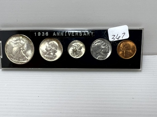 1936 Anniversary Set All Coins are AU/BU Lightly Toned