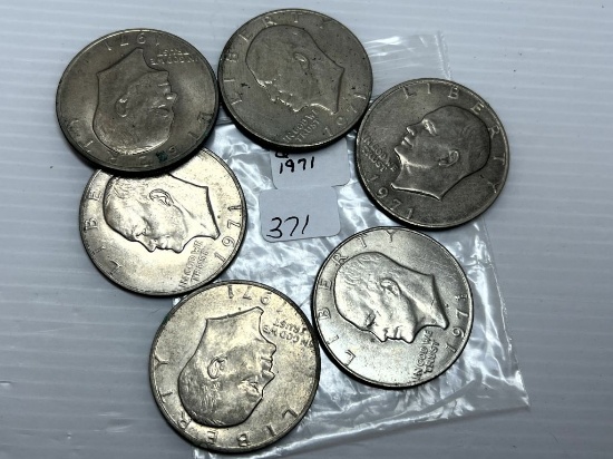 6-1971P & D Eisenhower Dollars -XF/AU