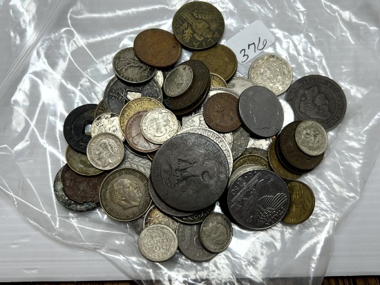 Group of World Coins, Several are silver about 60 Coins all one Money No Canadian or Mexican