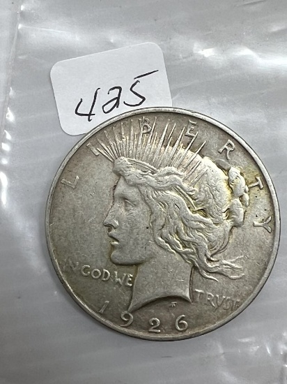 1926D  Silver Peace Dollar - VF+/XF