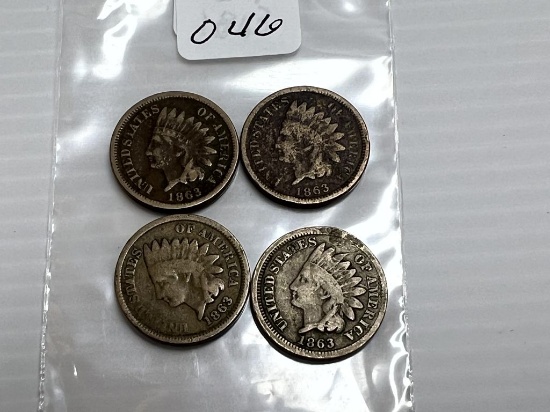 1863 Indian Head Cent, CN - AG/VG; x's the Bid