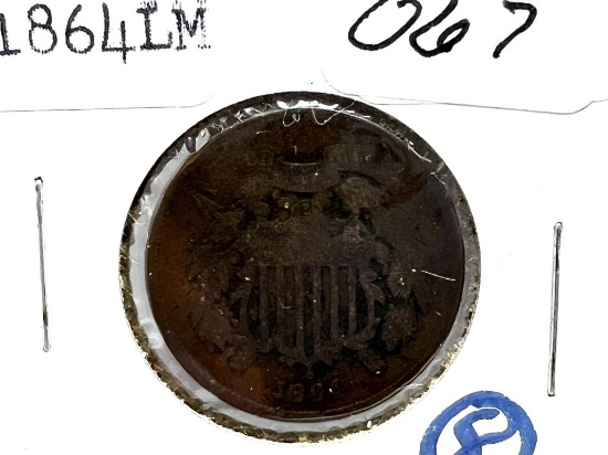 1864 Two-Cent Piece, Large Motto, VG