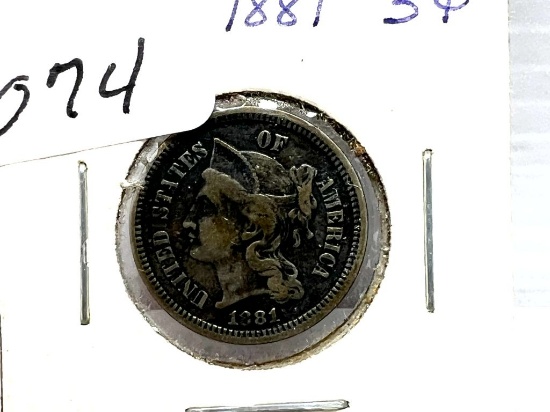 1881 Three Cent Nickel - VG+