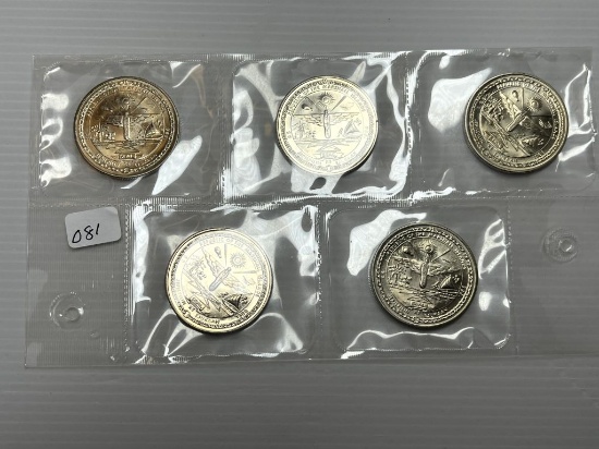 Sheet of Five -1988 Republic of the Marshall Islands $5 Space Shuttle Discovery -BU Mint Sealed
