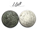 Two No Date Shield Nickel