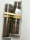 1920's Lincoln Wheat Cents -Two Tubes of Mixed Date and Mint Marks - Average Circulated Condition