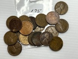 20-1930's Lincoln Wheat Cents - Mixed Date and Mint Marks - Average Circulated Condition