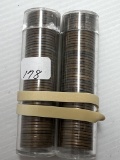 1940's Lincoln Wheat Cents - Two Tubes of Mixed Date and Mint Marks - Average Circulated Condition