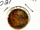 1857 Braided Hair Half Cent - VF -Very Rare