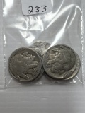 6-1934P & D Buffalo Nickels - Average Circulated Condition