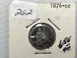 1876CC Seated Liberty Dime - G+/VG