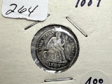 1889 Seated Liberty Dime - VG