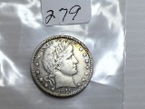 1916D Barber Quarter Dollar - VF+