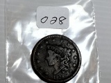 1838 Classic Head Large Cent - F+/VF