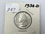 1934D Washington Quarter Dollar - VF