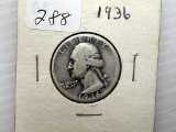 1936 Washington Quarter Dollar - G+