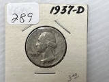 1937D Washington Quarter Dollar - VG+/F