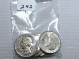 6-1950's P, S and D Mint Washington Quarter Dollars Vf to Unc