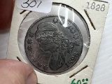 1828 Draped Bust Half Dollar - VF -Scuffed Obverse Edge Letters