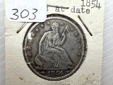 1854 Seated Liberty Half Dollar , With Arrows -XF